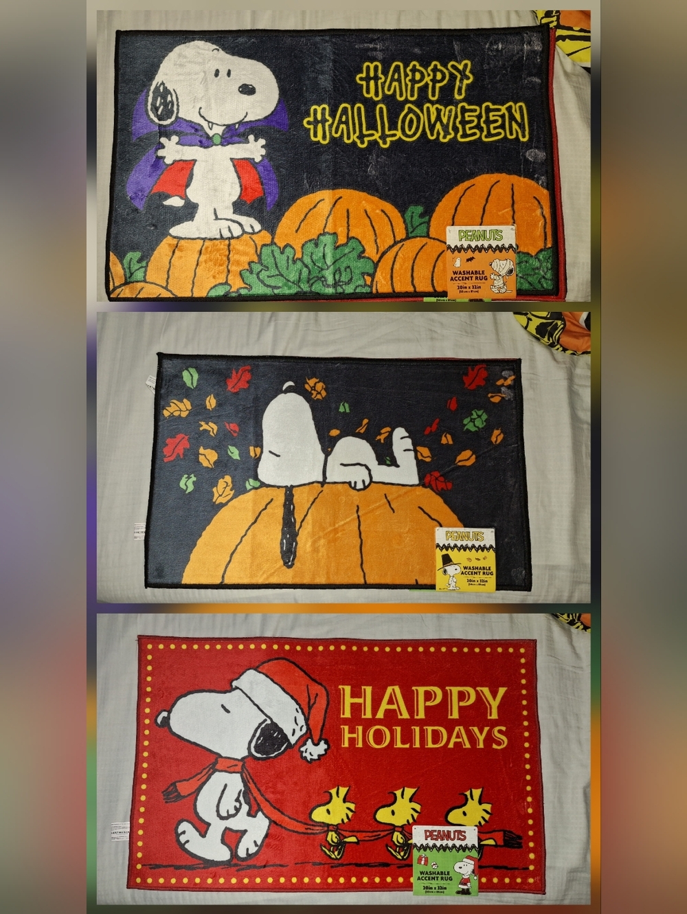 Snoopy Holiday Reversible Accent Rugs - Halloween/Thanksgiving/Christmas
